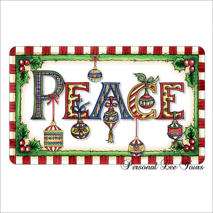 Christmas Wreath Sign * Peace * 3 Sizes * Lightweight Metal