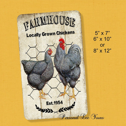 Metal Wreath Sign * Farmhouse Chickens * 3 Sizes * Lightweight