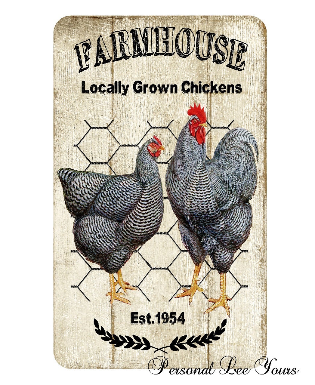 Metal Wreath Sign * Farmhouse Chickens * 3 Sizes * Lightweight