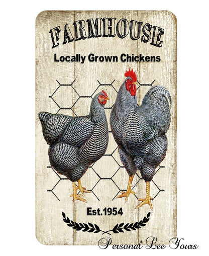 Metal Wreath Sign * Farmhouse Chickens * 3 Sizes * Lightweight