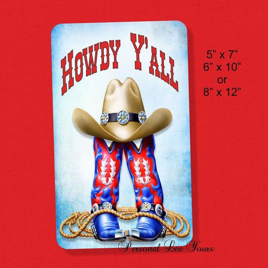 Wreath Sign * Howdy Y'all * 3 Sizes * Lightweight Metal