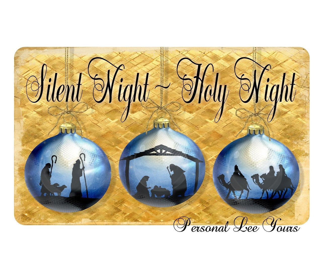 Metal Wreath Sign * Silent Night Holy Night * 3 Sizes * Lightweight