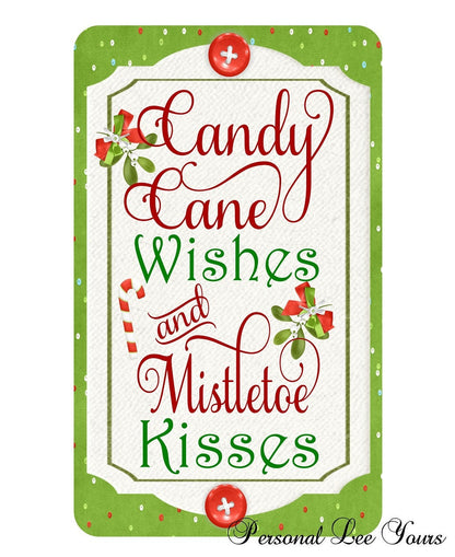 Metal Wreath Sign * Candy Cane Wishes * 3 Sizes * Lightweight