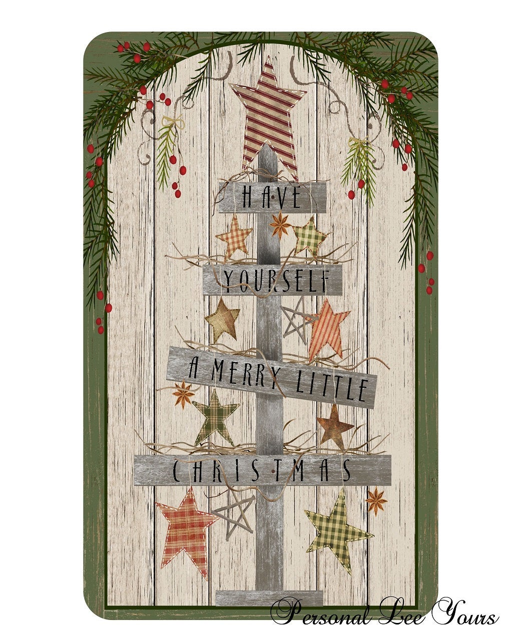 Metal Wreath Sign * Wooden Christmas Tree * 3 Sizes * Lightweight