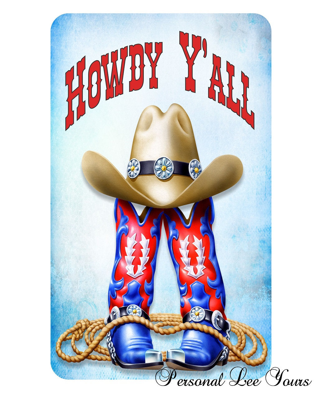 Wreath Sign * Howdy Y'all * 3 Sizes * Lightweight Metal
