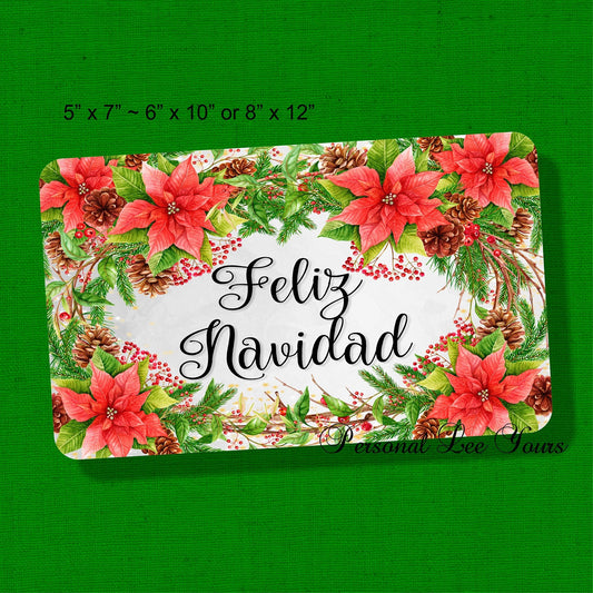 Metal Wreath Sign * Feliz Navidad * 3 Sizes * Lightweight