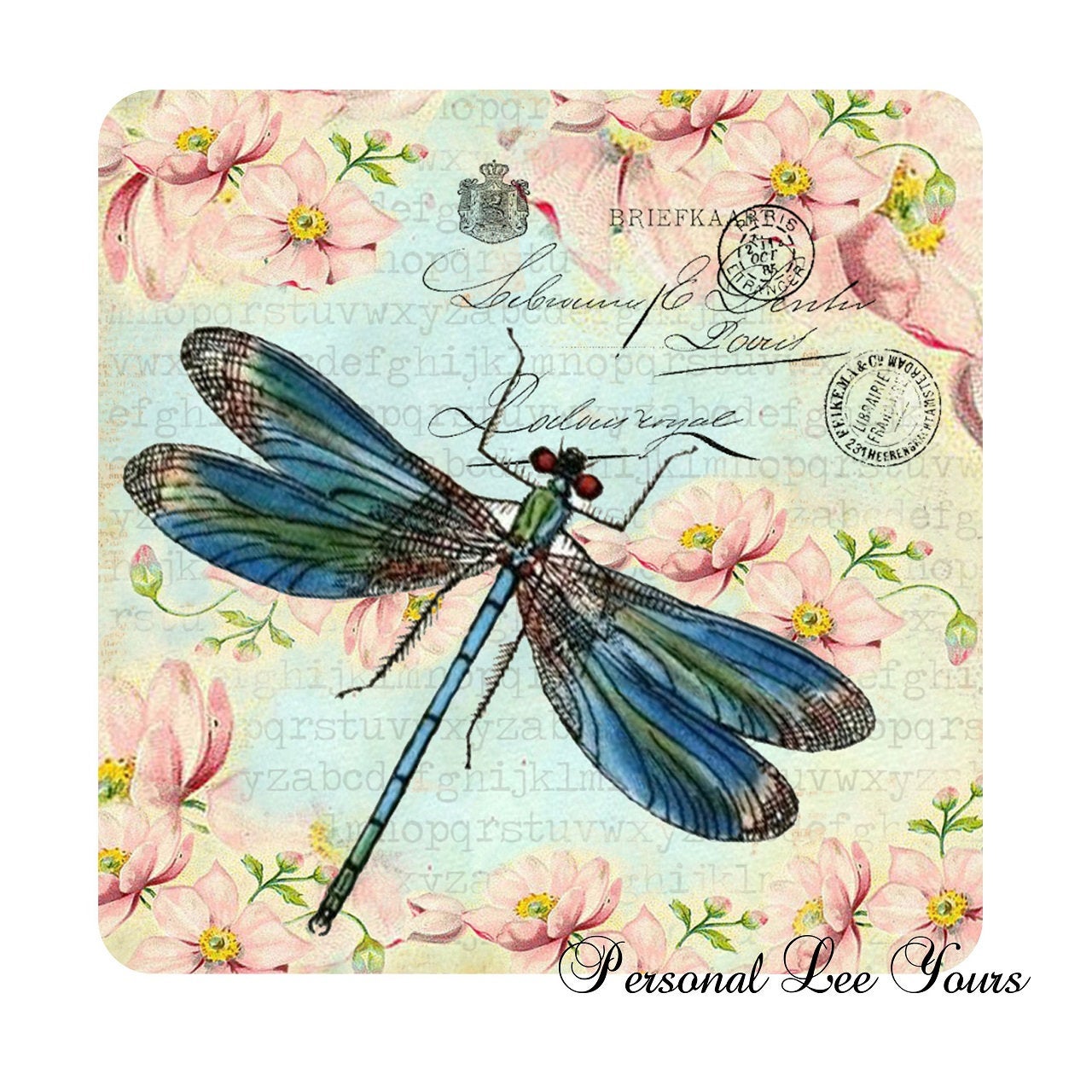 Metal Wreath Sign * Dragonfly Postcard *  3 Sizes * lightweight