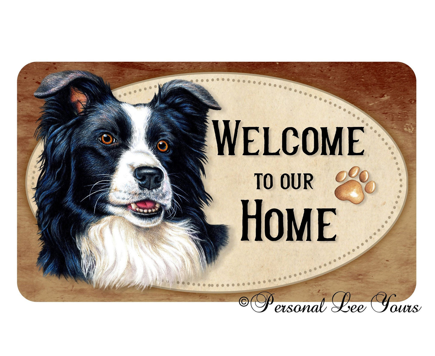 Metal Wreath Sign * Welcome * Border Collie * 3 Sizes * Lightweight