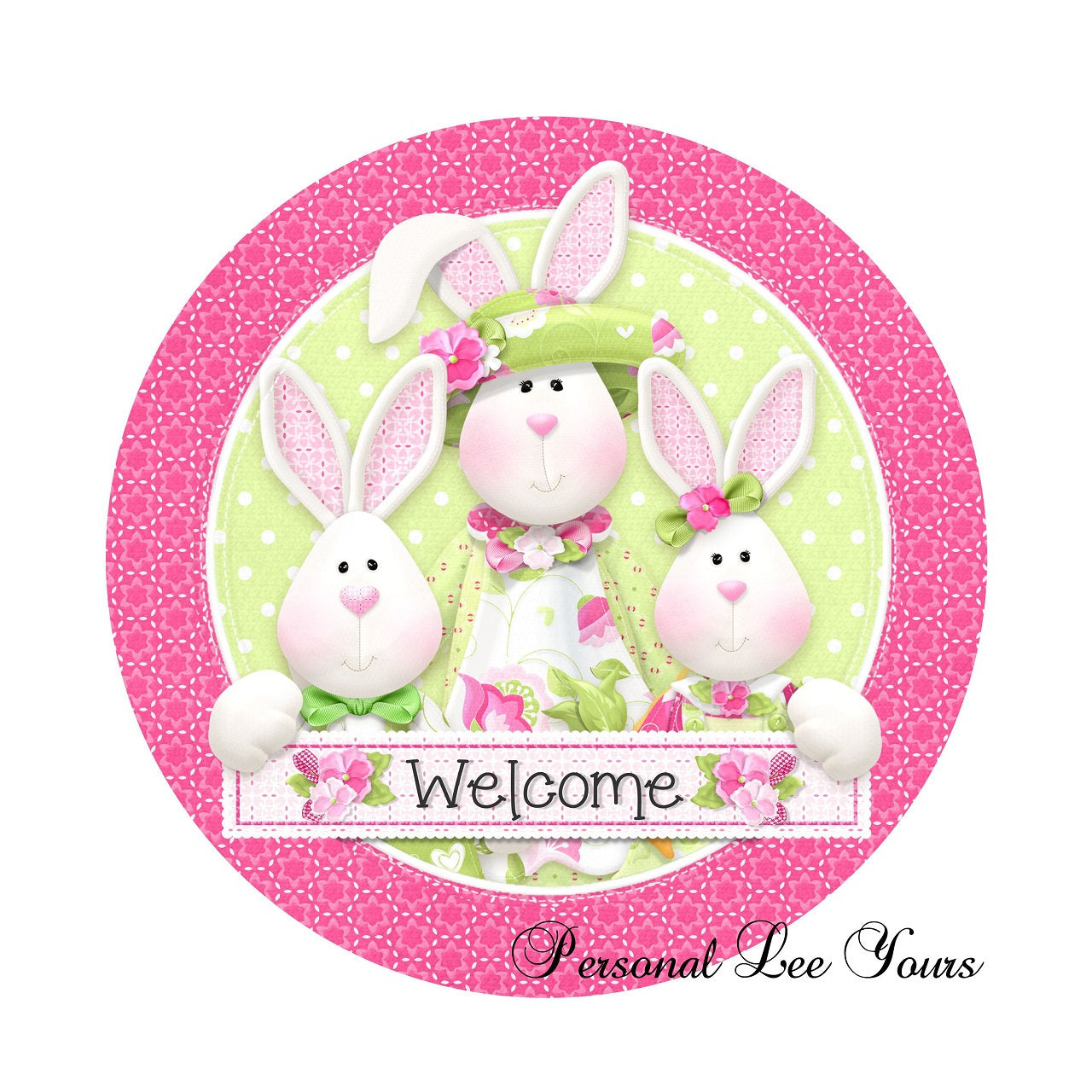 Spring Wreath Sign * Bunny Welcome * Round * Lightweight