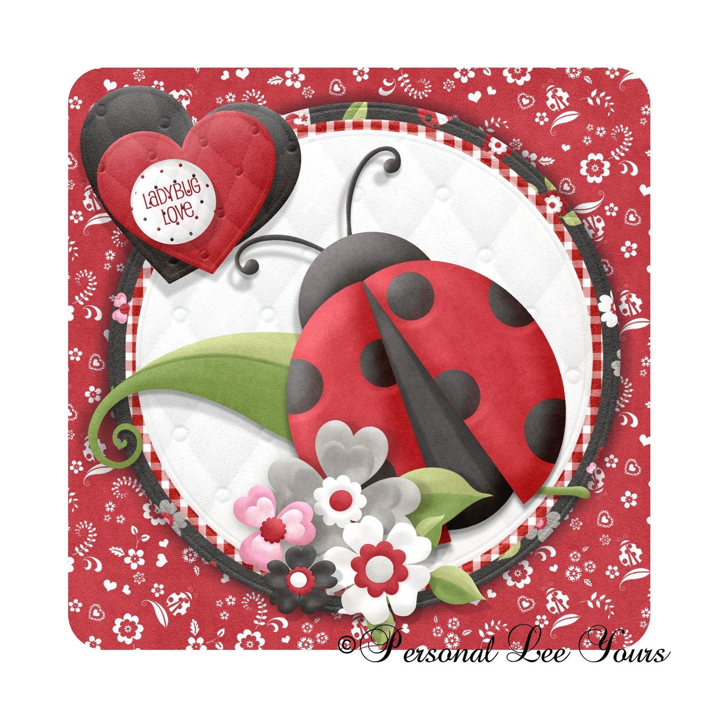 Metal Wreath Sign * Ladybug Love *  3 Sizes * Lightweight