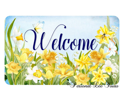 Metal Wreath Sign * Daffodil Welcome * 3 Sizes * Lightweight