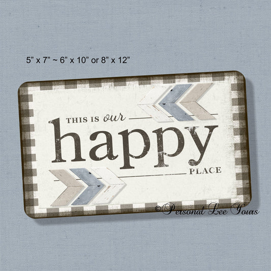 Metal Wreath Sign * This Is Our Happy Place * 3 Sizes * Lightweight