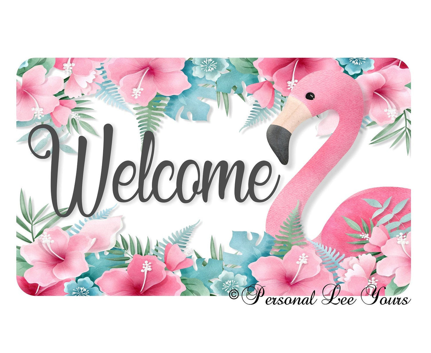 Metal Wreath Sign * Flamingo Welcome * 3 Sizes * Lightweight