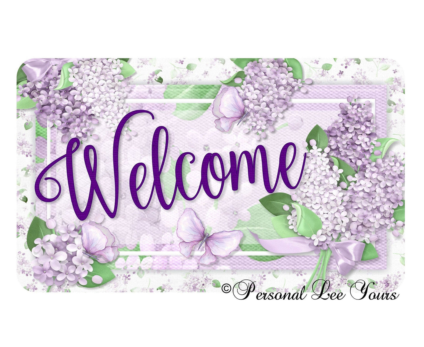Wreath Sign * A Purple Welcome * 3 Sizes * Lightweight Metal