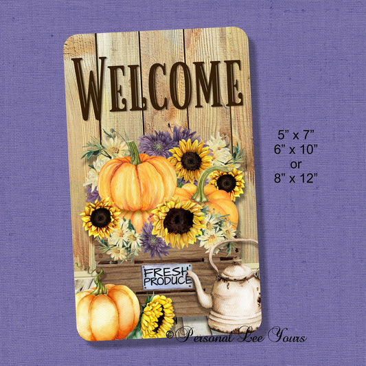 Fall Wreath Sign * Harvest Welcome * 3 Sizes * Lightweight Metal