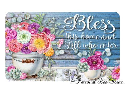 Wreath Sign * Bless This Home * 3 Sizes * Lightweight Metal