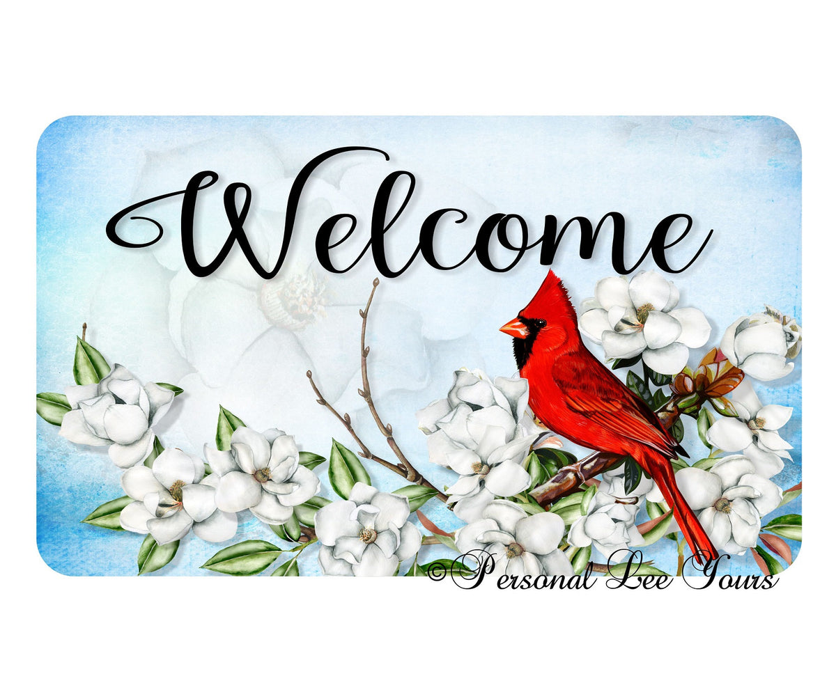 Cardinal Note Welcom Wreath Sign * Cardinal Welcome * 3 Sizes * Lightweight Metal – Personal ...