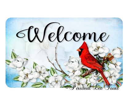 Wreath Sign * Cardinal Welcome * 3 Sizes * Lightweight Metal