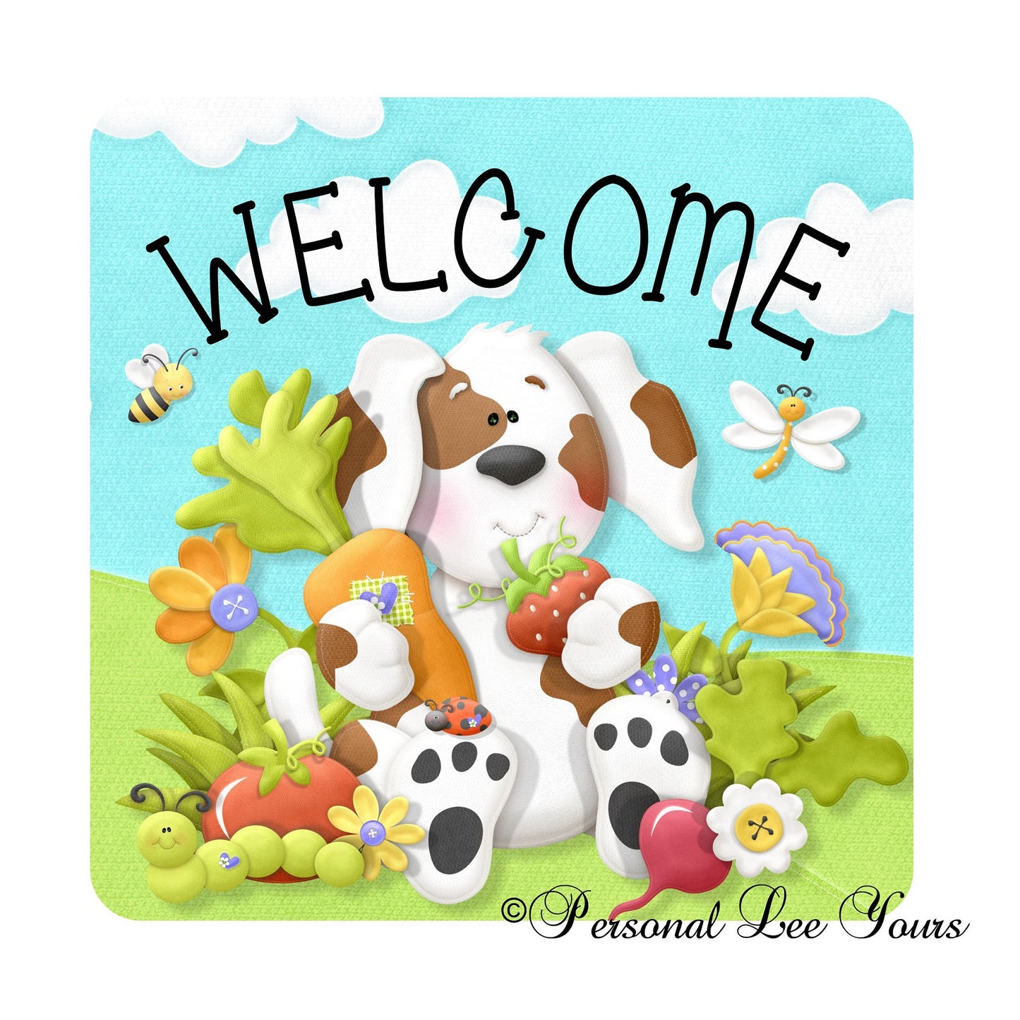 Wreath Sign * Veggie Welcome *  3 Sizes * Lightweight Metal