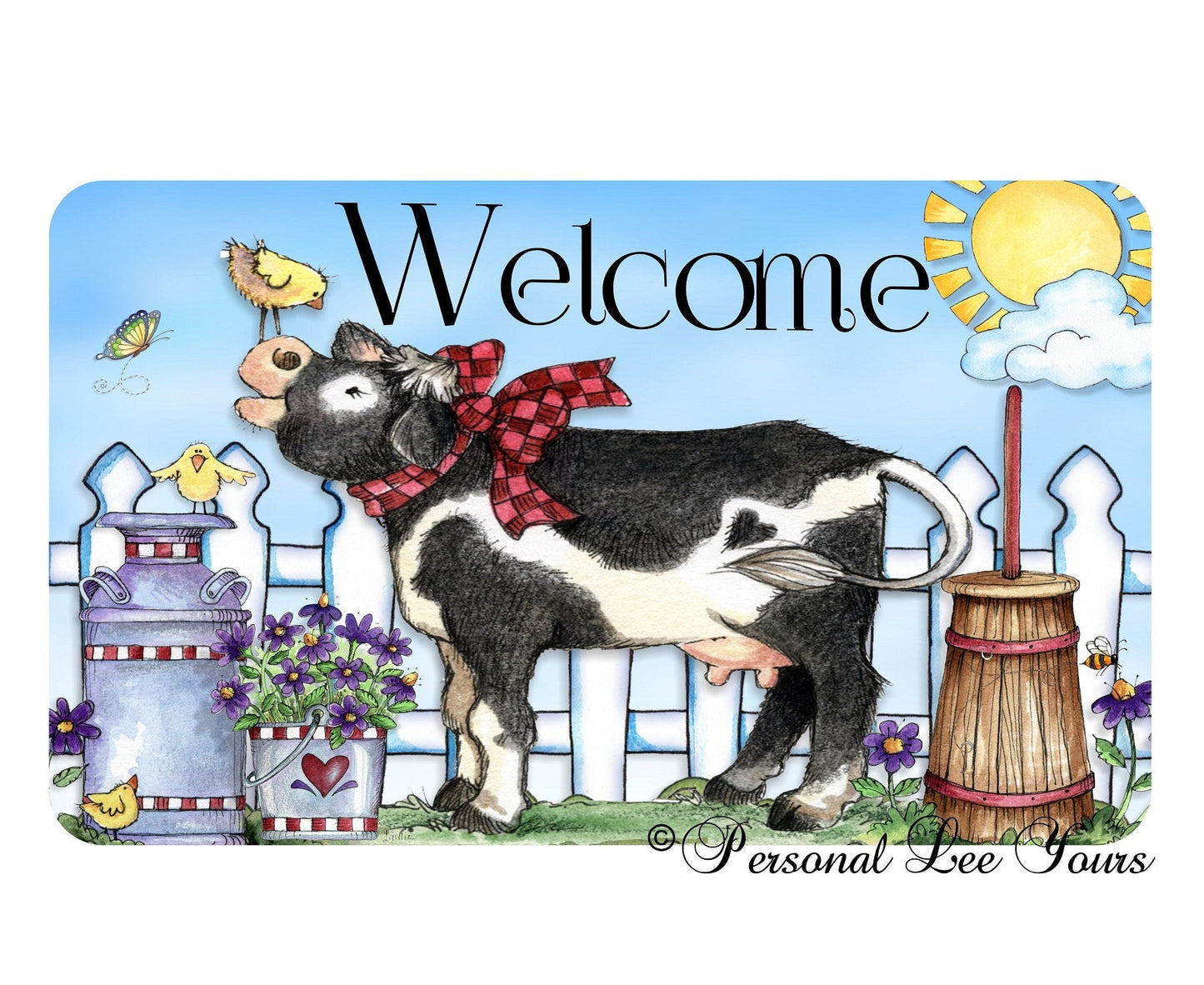 Wreath Sign * Cow * Farmyard Welcome * 3 Sizes * Lightweight Metal