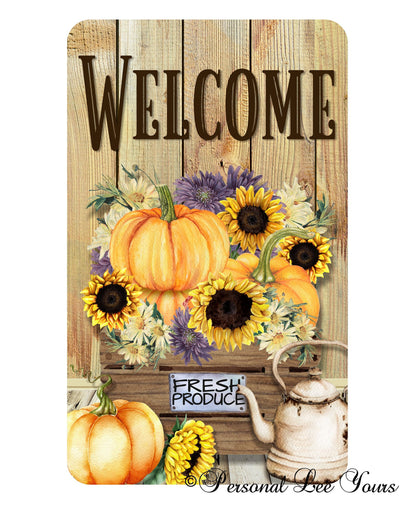 Fall Wreath Sign * Harvest Welcome * 3 Sizes * Lightweight Metal