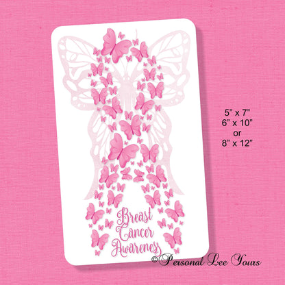 Wreath Sign * Breast Cancer Awareness * Pink Butterflies * 3 Sizes * Lightweight Metal