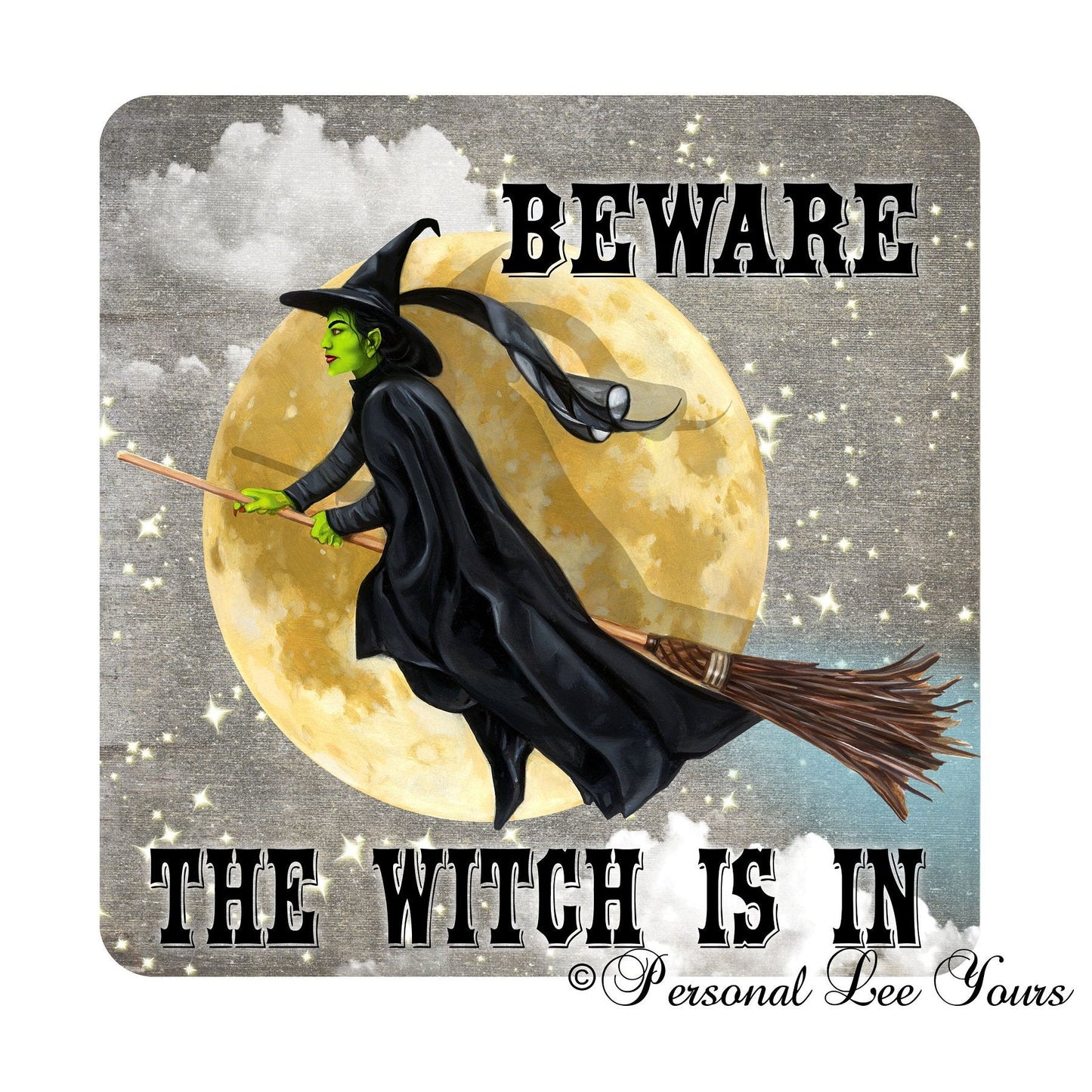 Halloween Wreath Sign * Beware The Witch Is In * 3 Sizes * Lightweight Metal