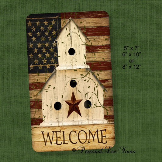 Metal Wreath Sign * Americana Birdhouse Welcome * 3 Sizes * Lightweight