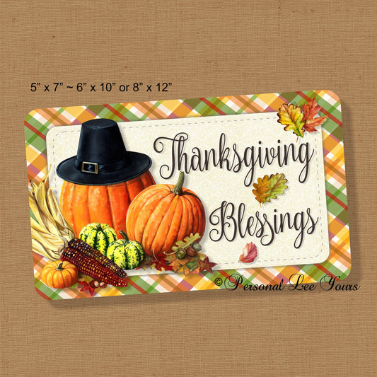 Metal Wreath Sign * Thanksgiving Blessings * 3 Sizes * Lightweight