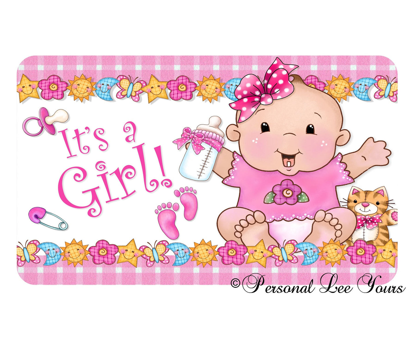 Wreath Sign * It's A Girl * Baby Shower * 3 Sizes * Lightweight Metal