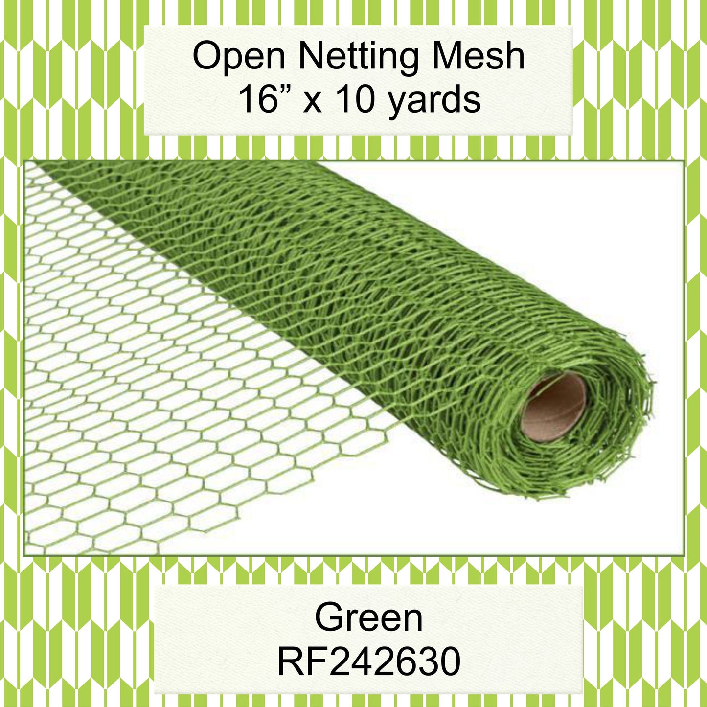Open Netting Mesh/Ribbon * Green * 16" x 10 Yards * RF242630 * Use As Ribbon or Mesh Accent