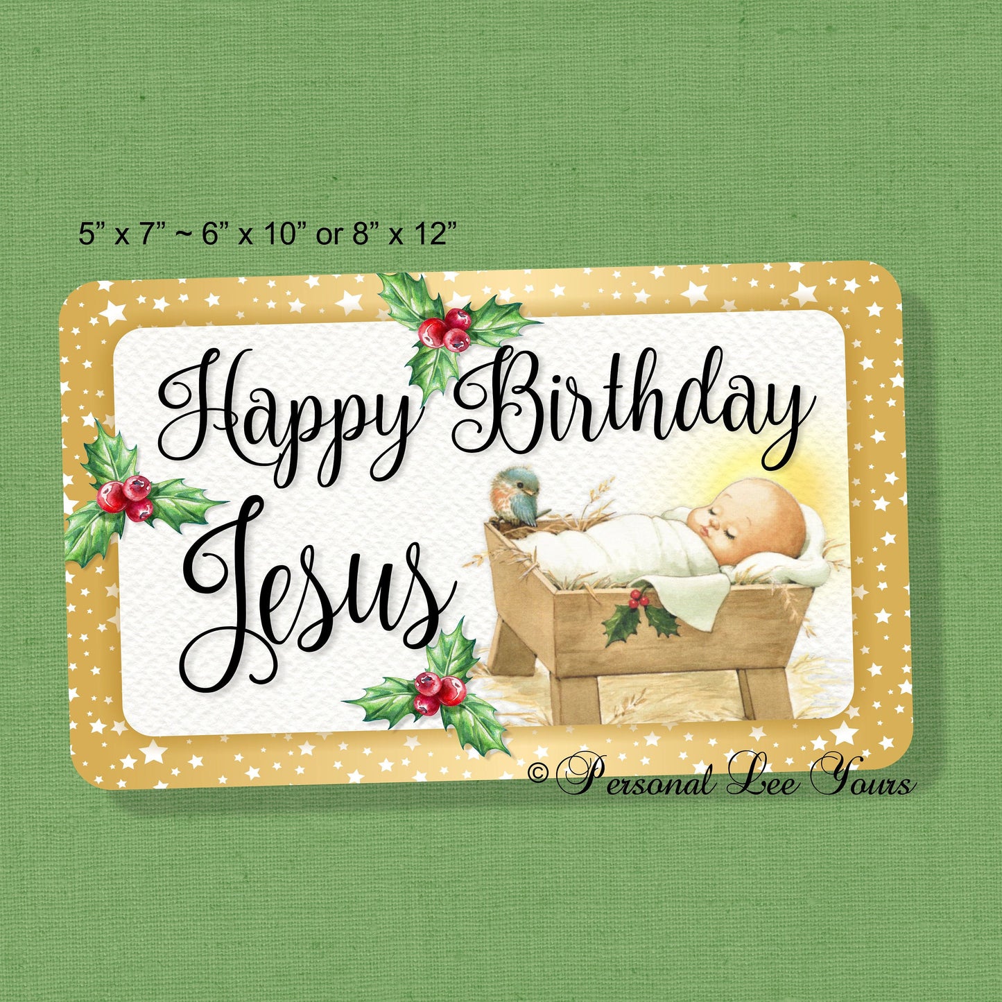 Christmas Wreath Sign * Happy Birthday Jesus * 3 Sizes * Lightweight Metal