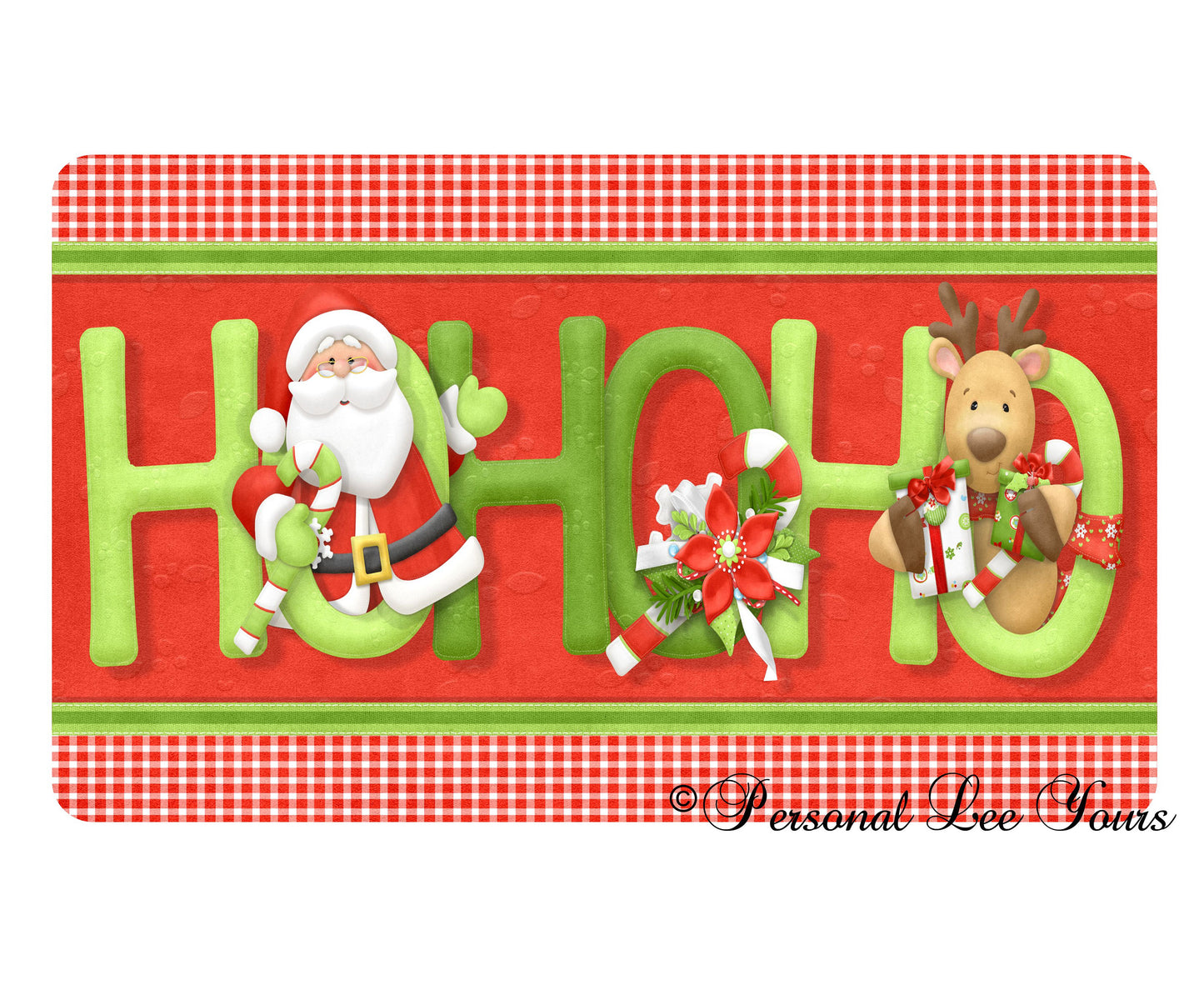 Christmas Wreath Sign * Ho Ho Ho * 3 Sizes * Lightweight Metal