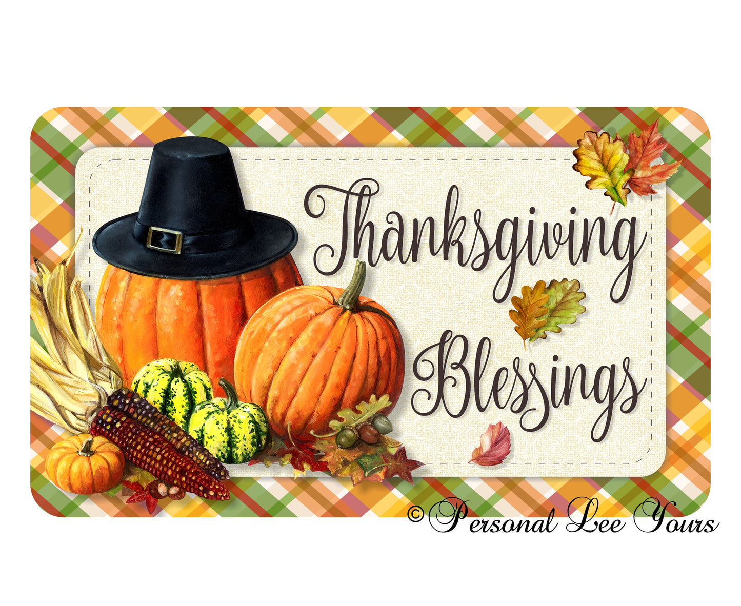 Metal Wreath Sign * Thanksgiving Blessings * 3 Sizes * Lightweight