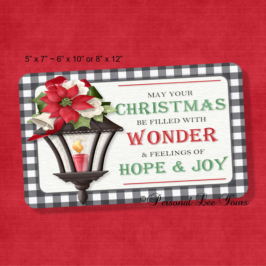 Christmas Wreath Sign * Wonder Hope and Joy * 3 Sizes * Lightweight Metal