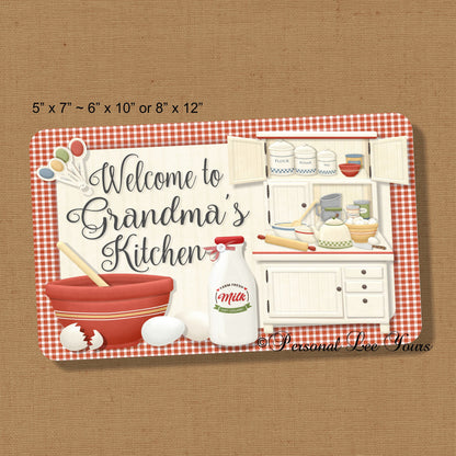 Wreath Sign * Welcome To Grandma's Kitchen * 3 Sizes * Lightweight Metal