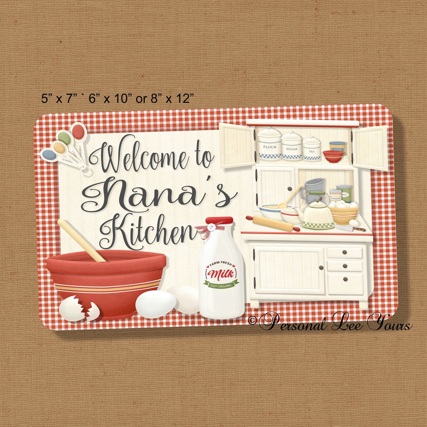 Wreath Sign * Welcome To Nana's Kitchen * 3 Sizes * Lightweight Metal