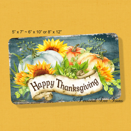 Wreath Sign * Happy Thanksgiving Pumpkins * 3 Sizes * Lightweight Metal