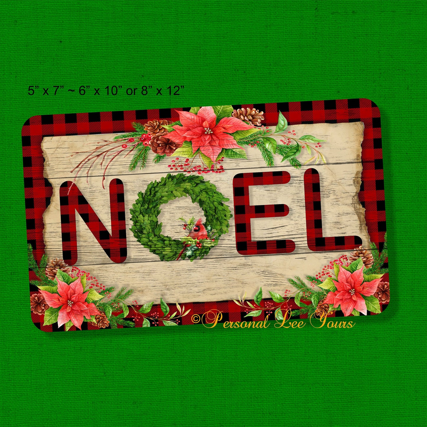 Christmas Wreath Sign * NOEL * 3 Sizes * Lightweight Metal