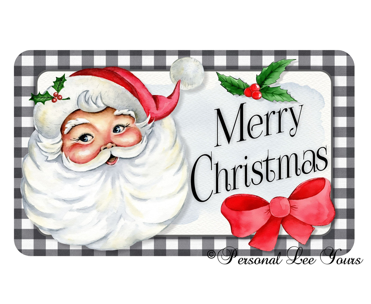 Holiday Wreath Sign * Merry Christmas Santa * 3 Sizes * Lightweight Metal