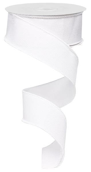 Wired Ribbon * Solid White Canvas * 1.5" x 10 Yards * RG127827