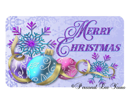 Holiday Wreath Sign * Merry Christmas in Purple * 3 Sizes * Lightweight Metal
