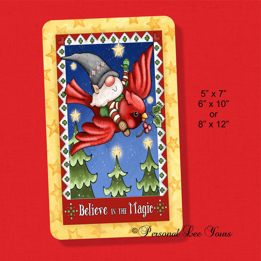 Christmas Gnome Wreath Sign * Believe In The Magic * 3 Sizes * Lightweight Metal