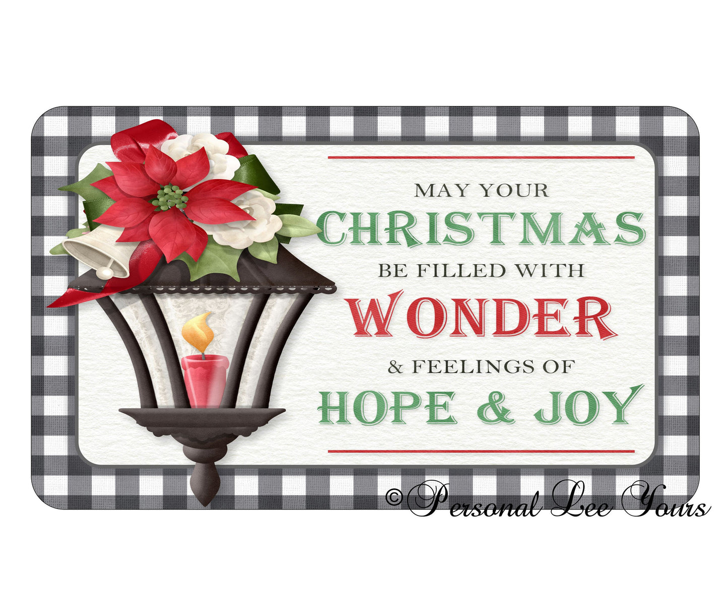 Christmas Wreath Sign * Wonder Hope and Joy * 3 Sizes * Lightweight Metal