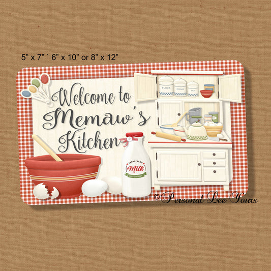 Wreath Sign * Welcome To Memaw's Kitchen * 3 Sizes * Lightweight Metal