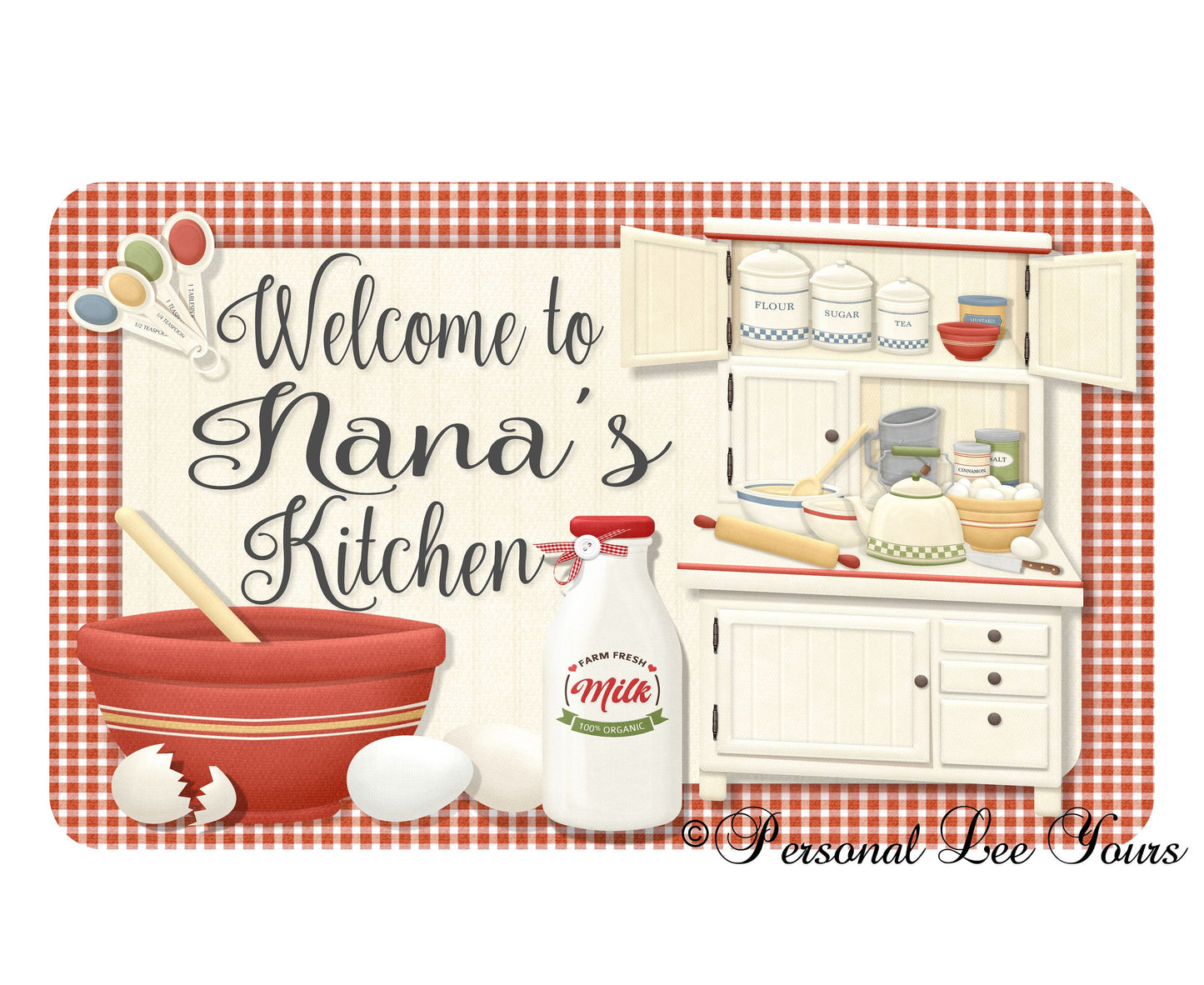 Wreath Sign * Welcome To Nana's Kitchen * 3 Sizes * Lightweight Metal