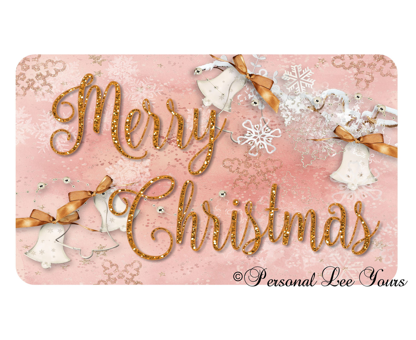 Holiday Wreath Sign * Rose Gold Christmas * 3 Sizes * Lightweight Metal