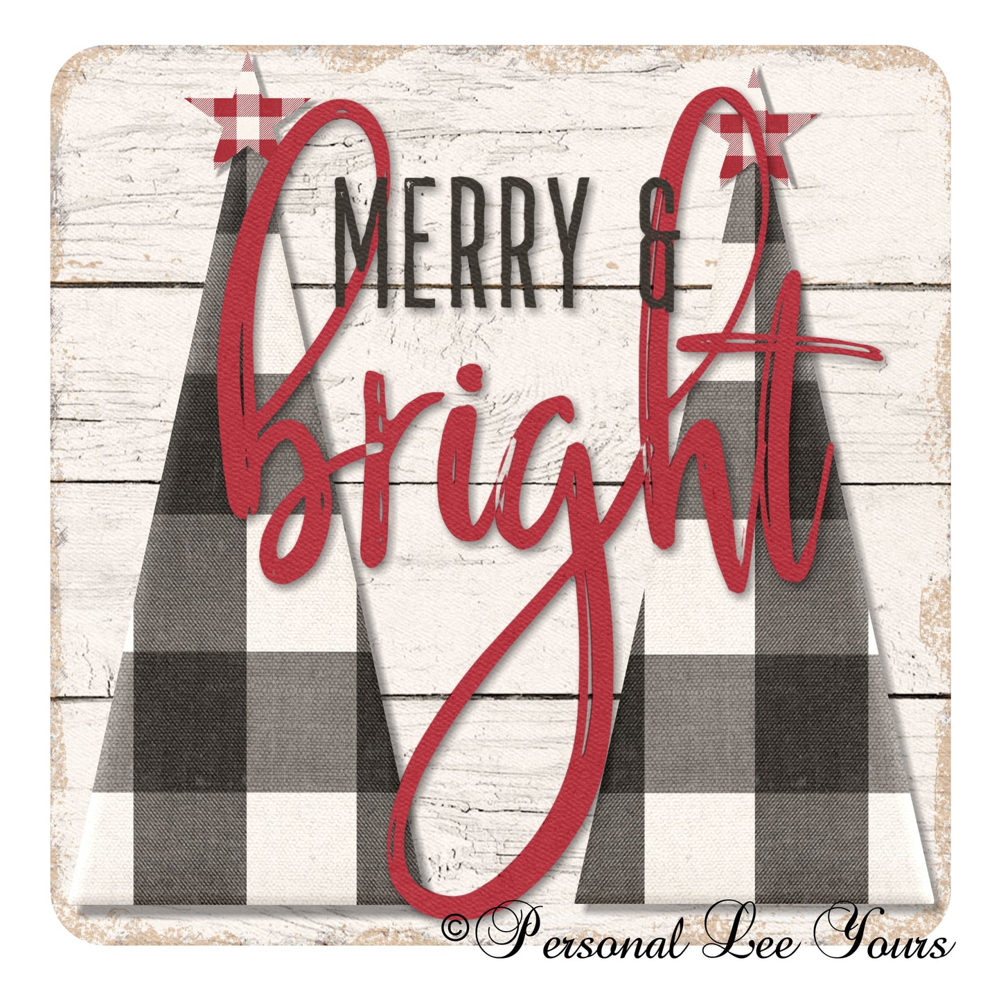 Christmas Wreath Sign * Farmhouse Merry and Bright * 3 Sizes * Lightweight Metal