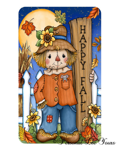 Autumn Wreath Sign * Happy Fall Scarecrow * 4 Sizes * Lightweight Metal