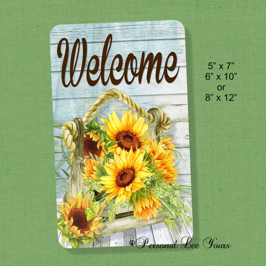 Farmhouse Wreath Signs * Welcome Sunflower Crate * 3 Sizes * Lightweight Metal